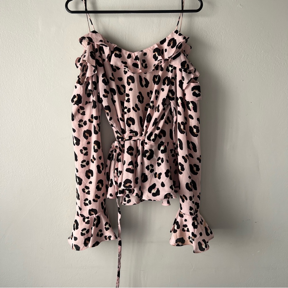 Asos Ruffle Wrap Top Leopard - Picture 7 of 10